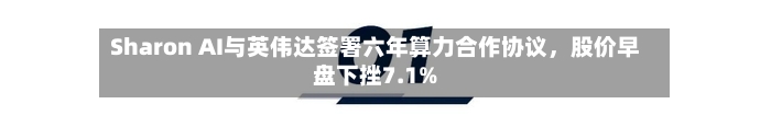 Sharon AI与英伟达签署六年算力合作协议，股价早盘下挫7.1%-第2张图片