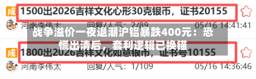 战争溢价一夜退潮沪铝暴跌400元：恐慌出清后	，套利逻辑已换锚-第2张图片