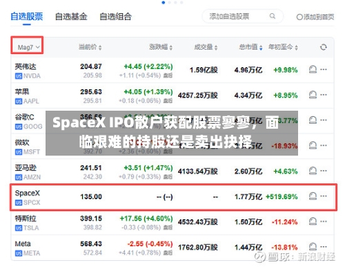 SpaceX IPO散户获配股票寥寥，面临艰难的持股还是卖出抉择-第2张图片