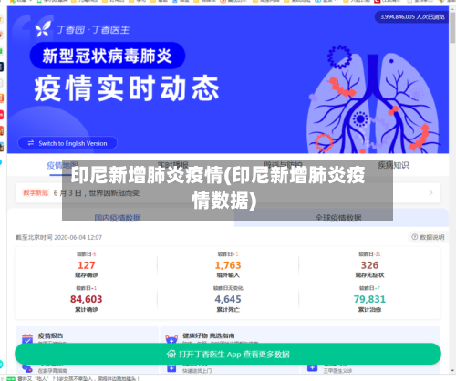 印尼新增肺炎疫情(印尼新增肺炎疫情数据)