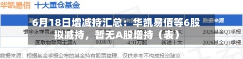 6月18日增减持汇总：华凯易佰等6股拟减持	，暂无A股增持（表）-第2张图片