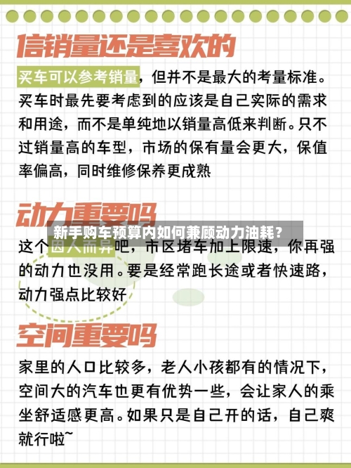 新手购车预算内如何兼顾动力油耗？