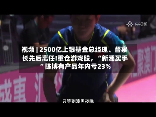 视频 | 2500亿上银基金总经理	、督察长先后离任!重仓游戏股，“新潮买手	”陈博有产品年内亏23%-第2张图片