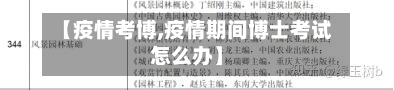 【疫情考博,疫情期间博士考试怎么办】-第2张图片