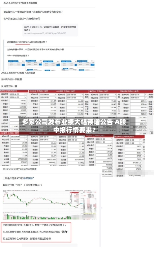 多家公司发布业绩大幅预增公告 A股中报行情要来？
