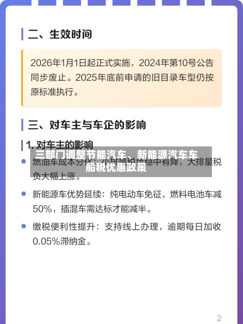 三部门调整节能汽车、新能源汽车车船税优惠政策