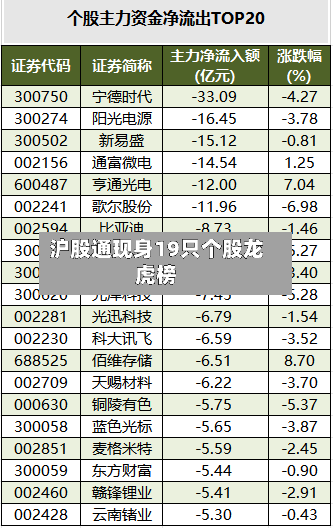 沪股通现身19只个股龙虎榜-第2张图片