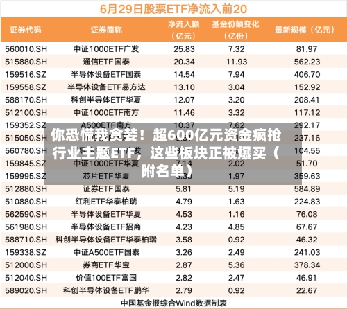 你恐慌我贪婪！超600亿元资金疯抢行业主题ETF，这些板块正被爆买（附名单）-第3张图片