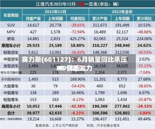 赛力斯(601127)：6月销量同比承压 M〖陆〗、M9快速发力-第2张图片