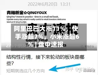 阿里巴巴大涨11%，快手涨超7%	，小米涨超6% | 盘中速报-第3张图片