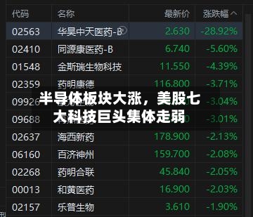 半导体板块大涨	，美股七大科技巨头集体走弱-第2张图片