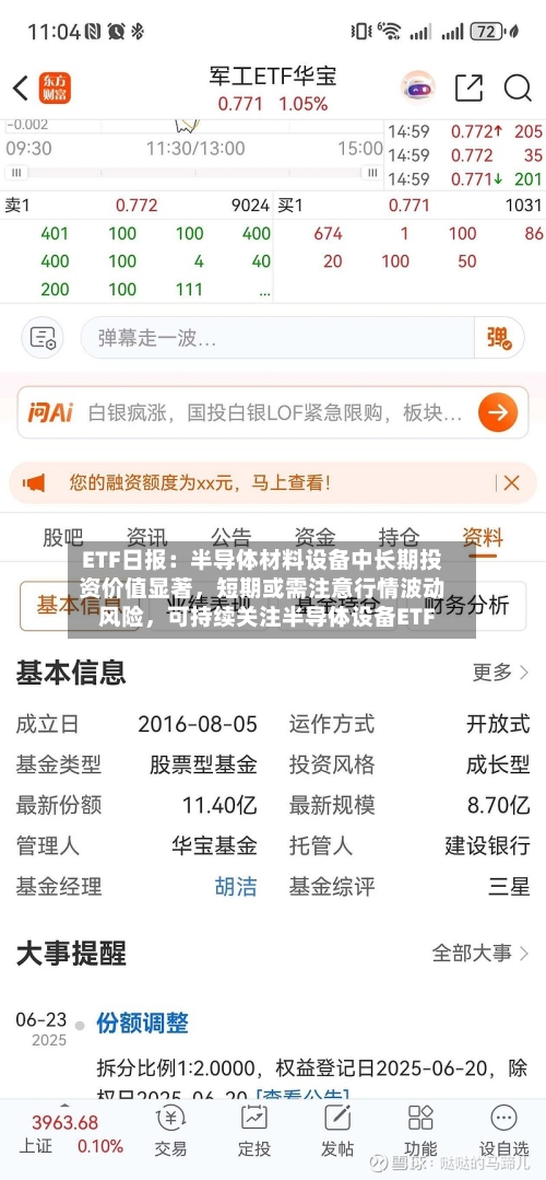 ETF日报：半导体材料设备中长期投资价值显著，短期或需注意行情波动风险，可持续关注半导体设备ETF-第2张图片