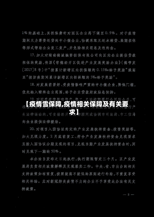 【疫情雪保障,疫情相关保障及有关要求】