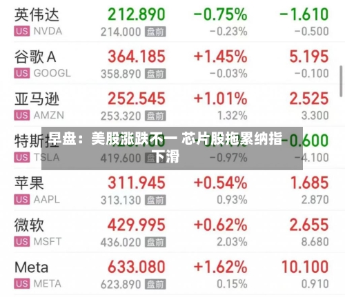 早盘：美股涨跌不一 芯片股拖累纳指下滑
