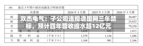 双杰电气：子公司违规遭国网三年禁标	，预计四年营收缩水超12亿元-第2张图片