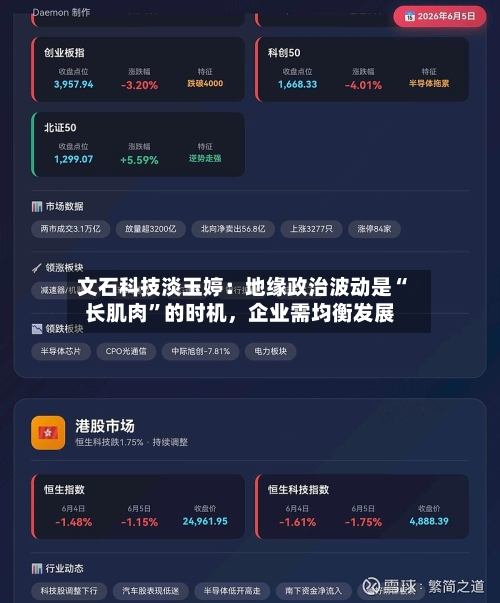 文石科技淡玉婷：地缘政治波动是“长肌肉”的时机，企业需均衡发展
