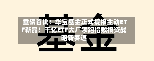 重磅首批！华宝基金正式提报主动ETF新品！千亿ETF大厂领跑指数投资战略新赛道-第3张图片