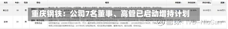重庆钢铁：公司7名董事、高管已启动增持计划
