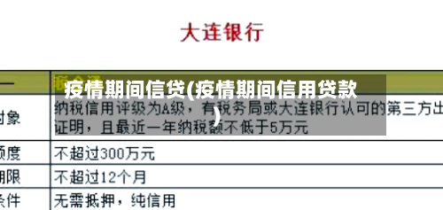 疫情期间信贷(疫情期间信用贷款)