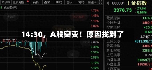 14:30，A股突变！原因找到了