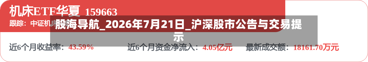股海导航_2026年7月21日_沪深股市公告与交易提示