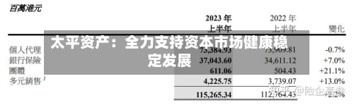 太平资产：全力支持资本市场健康稳定发展