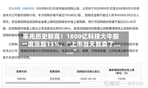 率先历史新高！1800亿科技大牛股一度涨超15%，“上市当天就卖了……”-第3张图片
