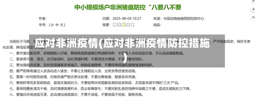 应对非洲疫情(应对非洲疫情防控措施)
