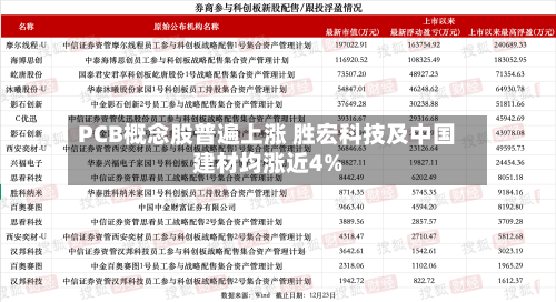 PCB概念股普遍上涨 胜宏科技及中国建材均涨近4%
