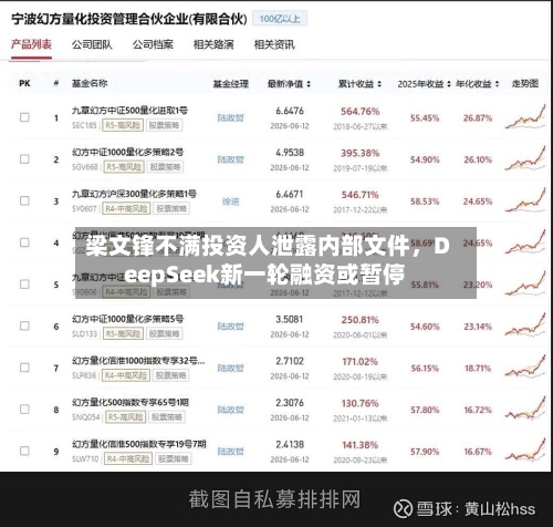 梁文锋不满投资人泄露内部文件，DeepSeek新一轮融资或暂停-第2张图片