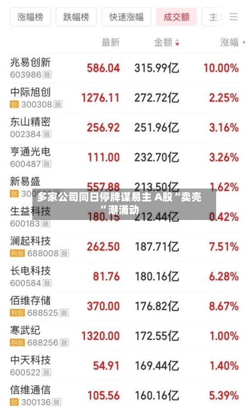 多家公司同日停牌谋易主 A股“卖壳”潮涌动-第2张图片