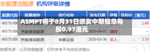 ASMPT将于8月31日派发中期股息每股0.97港元-第2张图片