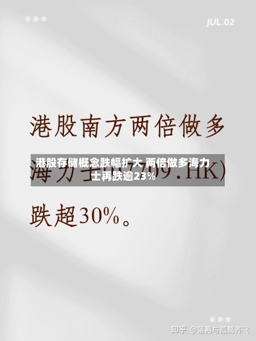 港股存储概念跌幅扩大 两倍做多海力士再跌逾23%