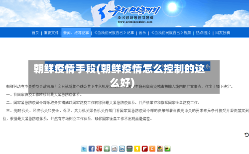 朝鲜疫情手段(朝鲜疫情怎么控制的这么好)-第2张图片