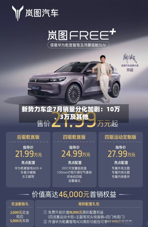 新势力车企7月销量分化加剧：10万	、3万及其他-第2张图片