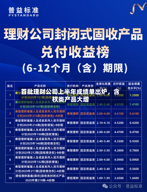 首批理财公司上半年成绩单出炉	，含权类产品大增-第2张图片