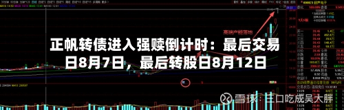 正帆转债进入强赎倒计时：最后交易日8月7日	，最后转股日8月12日-第2张图片