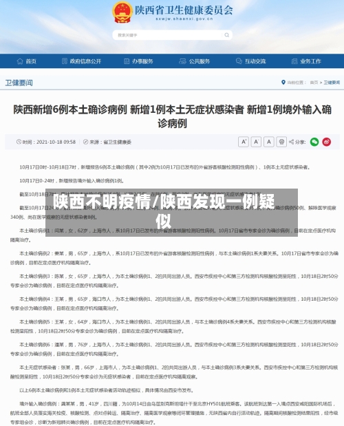 陕西不明疫情/陕西发现一例疑似