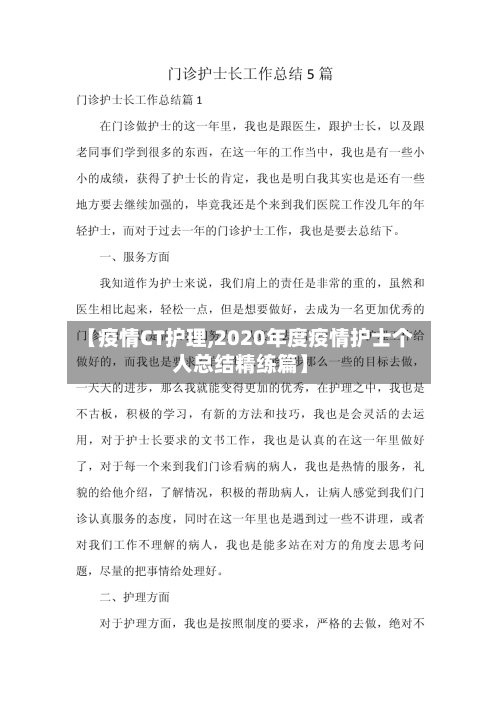 【疫情CT护理,2020年度疫情护士个人总结精练篇】