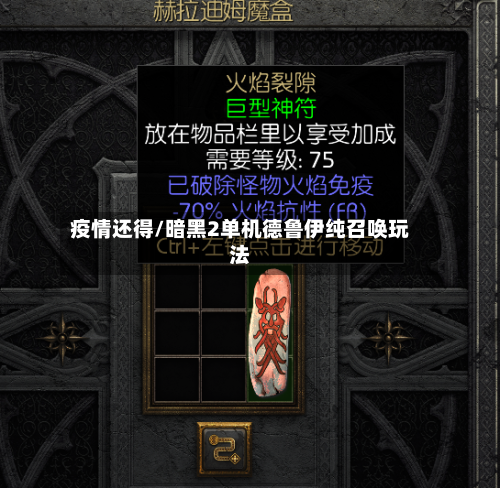 疫情还得/暗黑2单机德鲁伊纯召唤玩法