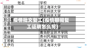 疫情批文复工(疫情期间复工证明怎么写)-第2张图片