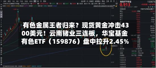 有色金属王者归来？现货黄金冲击4300美元！云南锗业三连板，华宝基金有色ETF（159876）盘中拉升2.45%-第2张图片