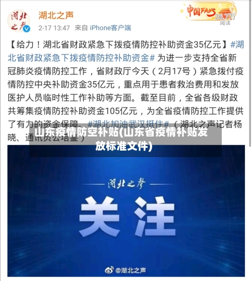 山东疫情防空补贴(山东省疫情补贴发放标准文件)