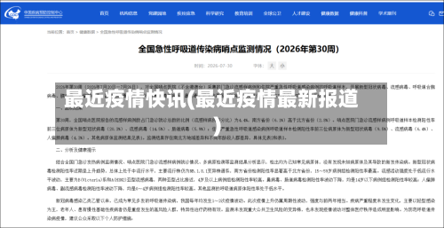 最近疫情快讯(最近疫情最新报道)
