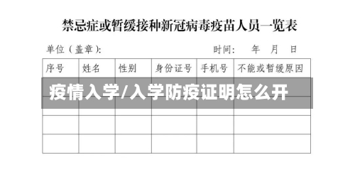 疫情入学/入学防疫证明怎么开