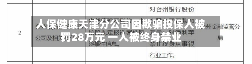 人保健康天津分公司因欺骗投保人被罚28万元 一人被终身禁业-第3张图片