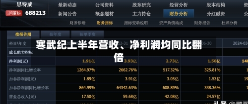 寒武纪上半年营收、净利润均同比翻倍