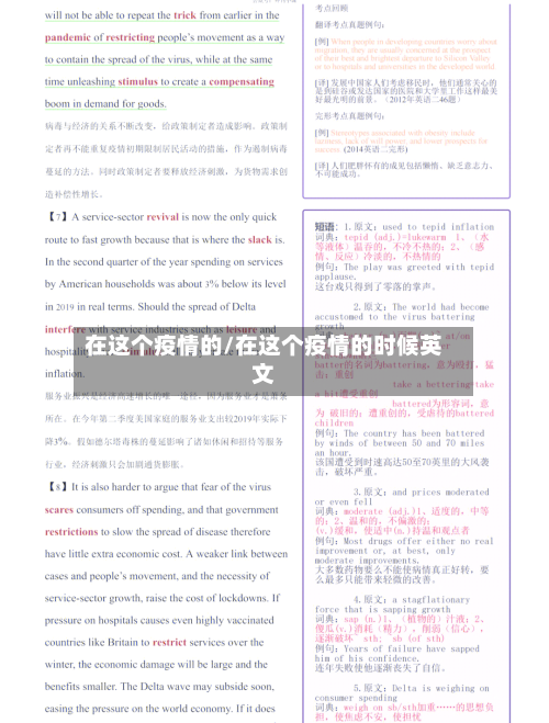 在这个疫情的/在这个疫情的时候英文-第2张图片