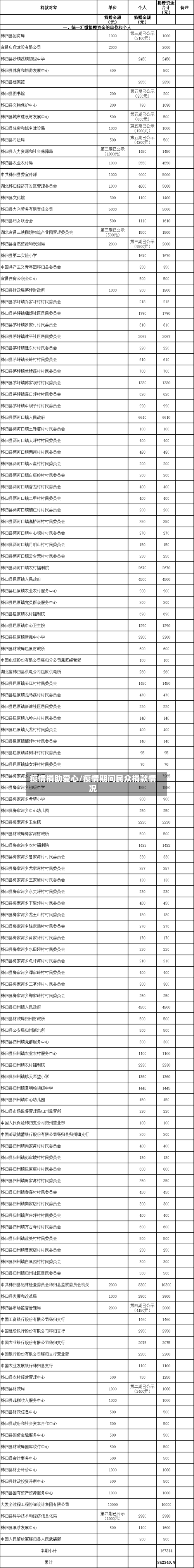 疫情捐助爱心/疫情期间民众捐款情况