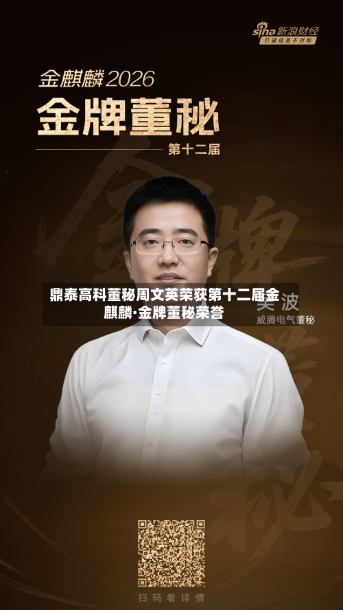 鼎泰高科董秘周文英荣获第十二届金麒麟·金牌董秘荣誉-第3张图片